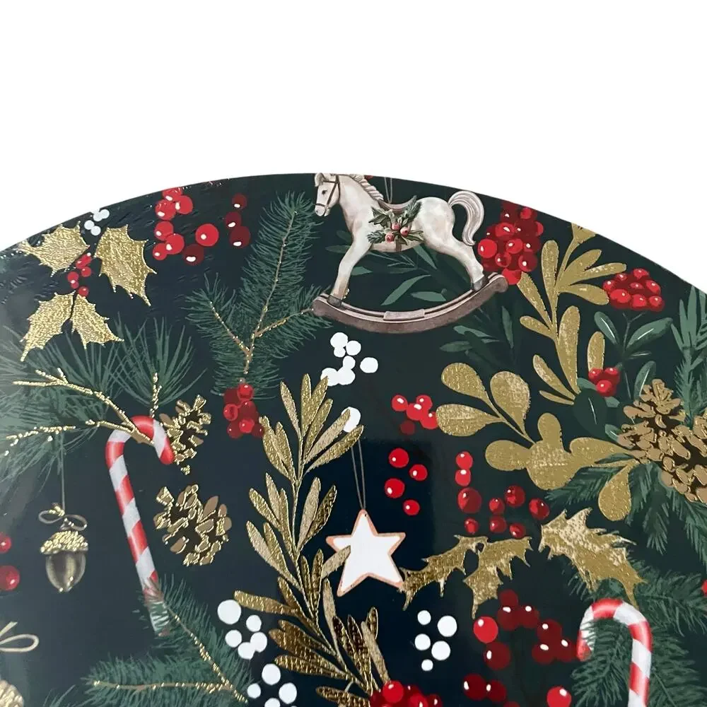 Christmas Boutique Reversible Cork Backed Placemats 15in Round Set of 4 New